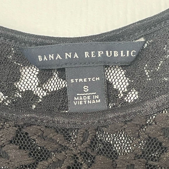 Banana Republic Black Sheer printed Top sz S | Floral Mesh Vintage sheer Blouse - Picture 5 of 6